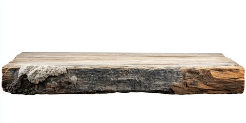 Fototapeta premium Rustic wooden plank, weathered and aged, ideal for display.