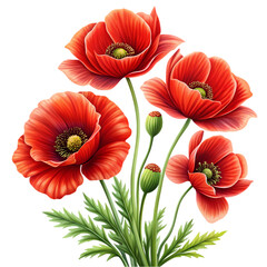 Obraz premium Stylized red poppies flowers