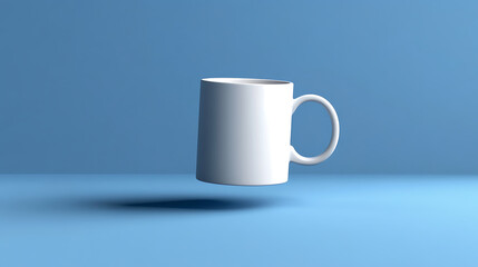 Obraz premium Empty mug floating on blue background. created with Generative AI technology