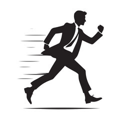 businessman running silhouette vector illustration