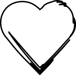 Heart icon. Single hand drawn heart, love, romance, wedding. Shape heart lineart. Sketch heart. Symbol love. Heart fashion Simple Vector icon on white background.