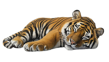 Obraz premium A majestic tiger resting peacefully.