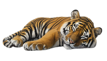 A majestic tiger resting peacefully.