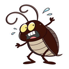 Scared cockroach cartoon