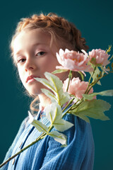 girl with pink flower