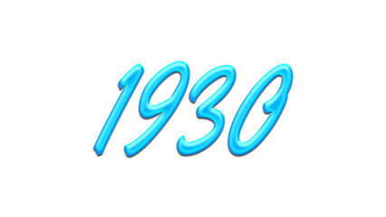 Glowing blue effect of number 1930 on white background.	