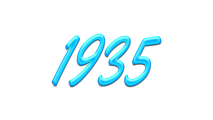 Glowing blue effect of number 1935 on white background.	