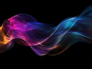 Obraz premium dynamic fluid art with swirling neon colors against deep black background, high-resolution abstract composition