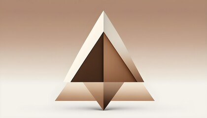 A white triangle with brown accents on a tan background.