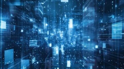 Digital Cityscape Abstract Data Visualization