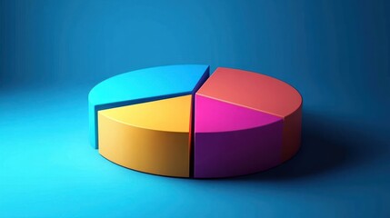 Obraz premium Colorful segmented pie chart on blue background