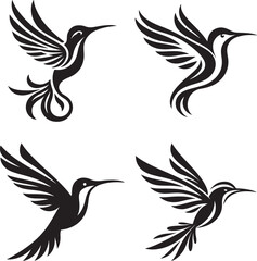  Flying bird logo silhouette set vector image
