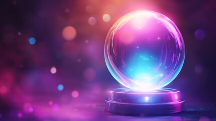Obraz premium Illuminated Crystal Ball Glowing With Purple And Blue Light