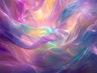 Fototapeta premium ethereal abstract fluid art with swirling iridescent colors, organic shapes, and metallic accents creating a dreamy, otherworldly composition