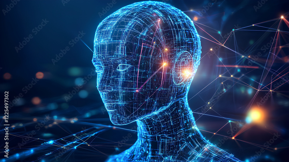Poster technology digital interface artificial intelligence hologram future network abstract background com