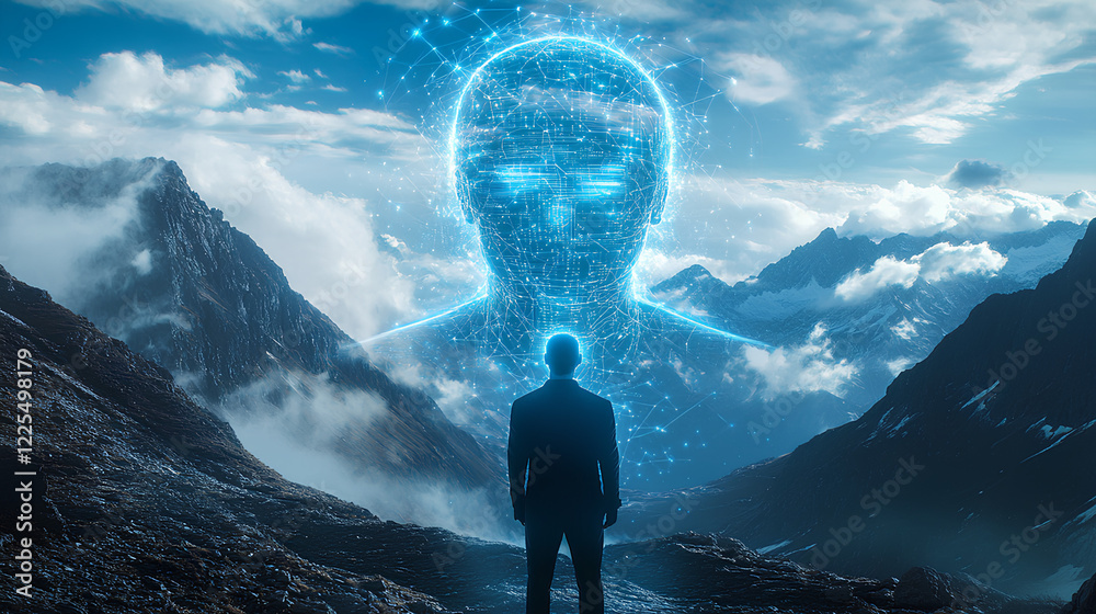 Poster technology digital interface artificial intelligence hologram future network abstract background com
