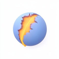 Obraz premium A stylized globe with a vibrant orange leaf cutout, symbolizing nature and sustainability in a modern design.