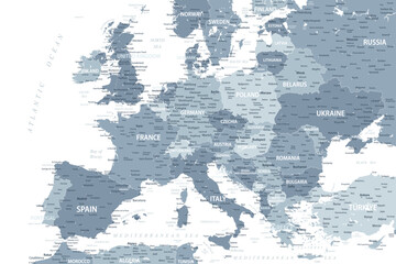 Naklejka premium Europe Map Gray Colored - stock vector illustration