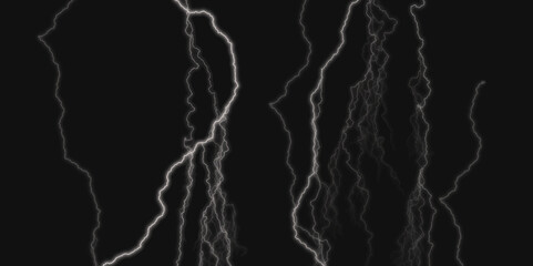 Thunder Stock Image In Black Background. Massive lightning bolt with branches isolated on black background.
