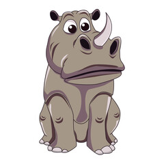 Funny rhino cartoon characters vector illustration.