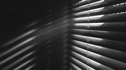 Abstract monochrome shadow background with grey stripes and light blur effect from window viewing.