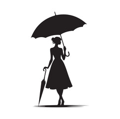 woman holding umbrella  silhouette vector illustration