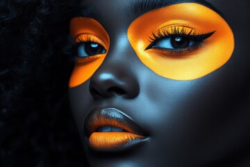 Creative makeup application highlighting bold colors and artistic designs on the face