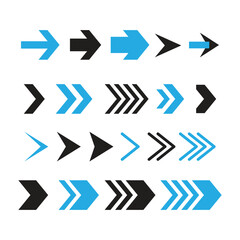 various styles of arrows in red and gray colors, arranged in four horizontal rows. The arrows vary in design, including solid, outlined, and chevron patterns.