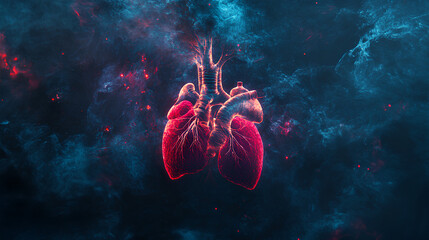 Visual concept of human heart and lungs anatomy