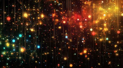 Obraz premium Abstract Colorful Background with Bright Lights and Technology Patterns