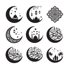 Elegant Crescent Moon Icon Collection Stylish Crescent Moon Icon Designs Beautiful Crescent Moon Icons for Ramadan