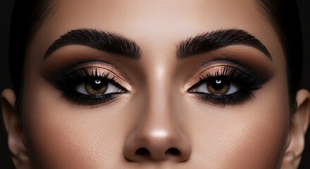 Naklejka premium Stunning Close-Up of Woman's Eyes with Smoky Eye Makeup