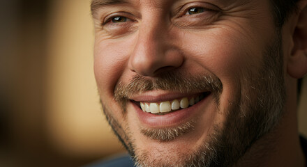 Obraz premium Close-up Portrait of a Smiling Man with a Beard