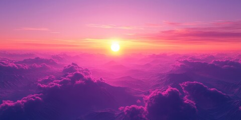 A serene sunrise above pastel clouds, radiating warmth and hope. Ideal for wellness, travel, and inspirational content.