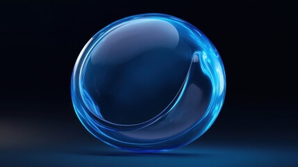 Abstract Blue Glass Oval Shape Render