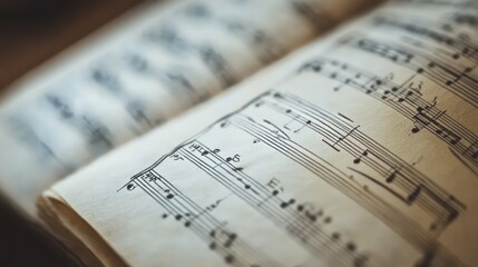 Sheet Music Close Up Reveals Musical Notes