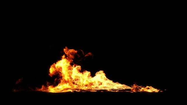 Flames fiery flowing wind on ground visual effect render black backgrounds