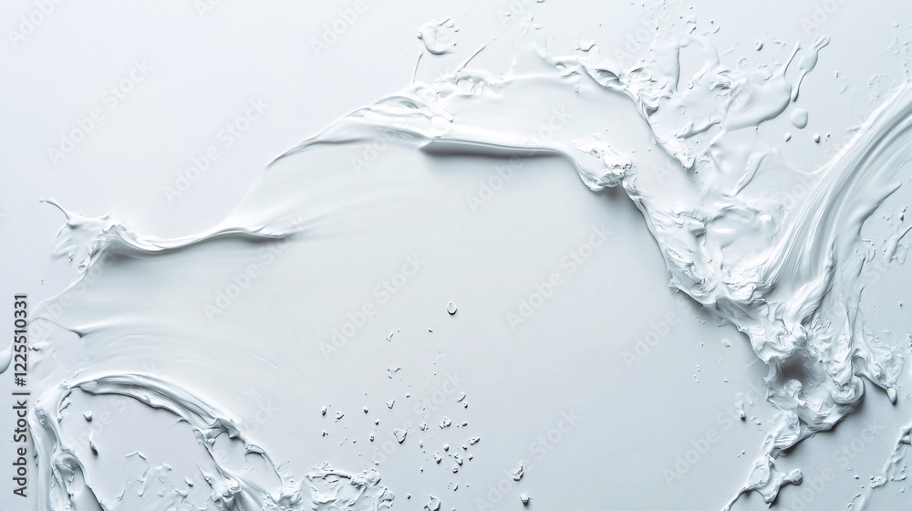Poster White paint strokes creating dynamic shapes on canvas