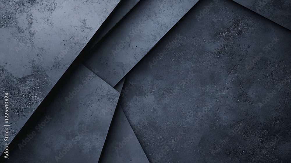 Poster Abstract geometric composition featuring dark concrete slabs creating modern background