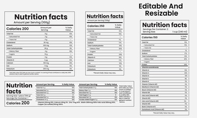 Nutrition facts,nutrition list,information label design