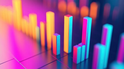 Fototapeta premium Abstract Colorful Neon Bar Graph Data Visualization