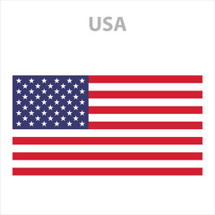 American flag with 50 stars on a blue field and 13 red and white stripes, with the text 