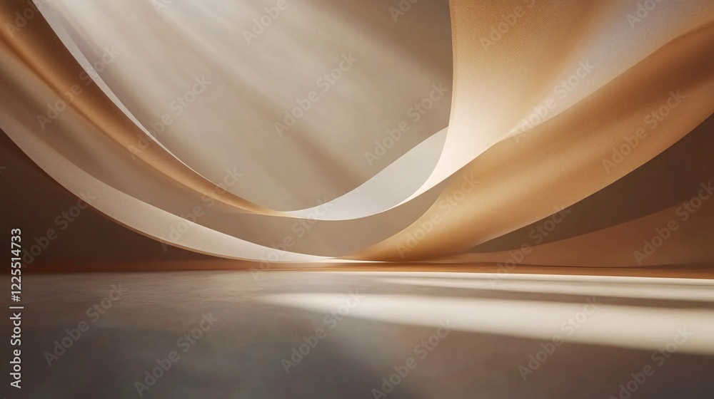 Poster Sunlight illuminating curved walls and floor in empty room