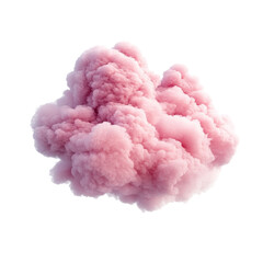 A large fluffy pink smoke cloud is isolated against a completely black background.
