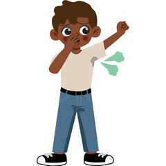 Boy with smelly armpit