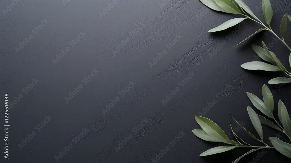 Poster Olive branches creating a frame on dark background with copy space