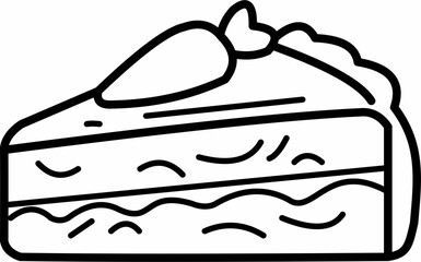 Delicious Carrot Cake Slice Line Art – High-Quality Black and White Vector Illustration