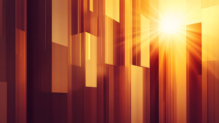 Naklejka premium Abstract architectural background, vertical geometric shapes, sun reflection.