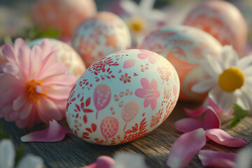 Seamless pattern with eggs, spring paper pattern, holiday, Easter. ai generation