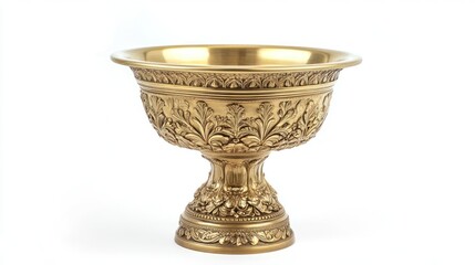 Ornate golden bowl on pedestal base decorative piece